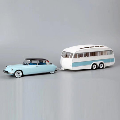 收藏模型車 車模型 NOREV 1:18 雪鐵龍 DS 19 1959 拖掛旅行房車 合金汽車模型