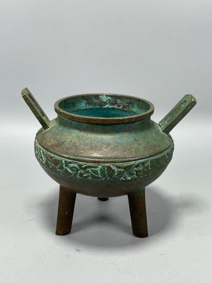 日本銅香爐，三足雙耳銅爐，銅香爐，銅爐鼎，皮殼漂亮，重3828749
