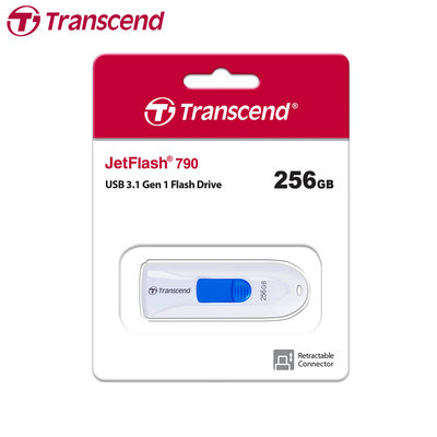 [保固公司貨] 創見 256GB JetFlash 790 隨身碟 USB3.1 白色 (TS-JF790W-256G)