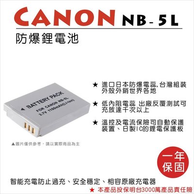 【數位小熊】CANON NB-5L 相機 鋰電池 PowerShot SX200 SX210 IS S100 S110