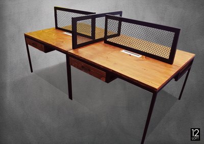 【12LOFT 工業風 客製化復古風傢俱】 4人辦公桌- 原木  置物櫃 書桌 辦公桌 會議桌【E-D229】
