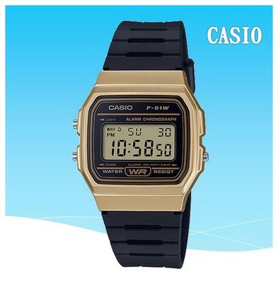 經緯度鐘錶 CASIO手錶 率性造型電子錶 當兵 學生 簡單輕便風格 台灣卡西歐公司貨【↘430】F-91WM-黑金