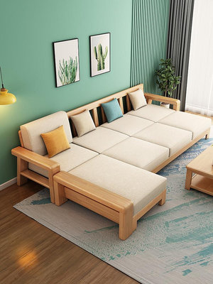 新中式橡膠木全實木沙發客廳代簡約原木小戶型新款沙發工廠