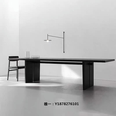 會議桌實木長桌碳化黑色原木會議桌北歐大板泡茶桌子辦公電腦桌長條書桌桌椅組合