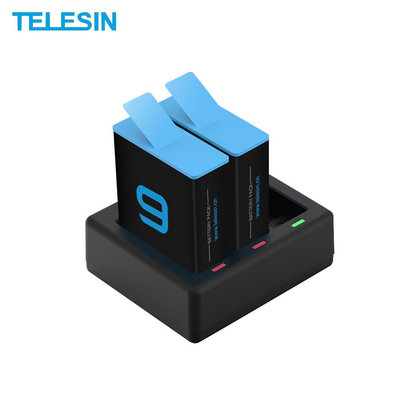 現貨單反相機單眼攝影配件TELESIN用于Gopro hero9/10電池充電套裝 充電器充電盒全解碼電池