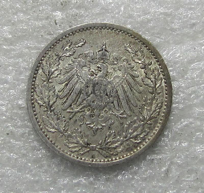 德國1913年1/2馬克銀幣