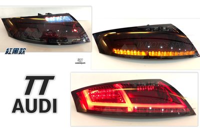 小傑車燈--全新 奧迪 AUDI TT 08 09 10 11 12 13年 紅黑殼 LED 導光  跑馬方向燈 尾燈