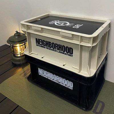 【】NEIGHBORHOOD 工業風桌面收納盒 NBHD 手辦擺件帶蓋黑化辦公收納箱子