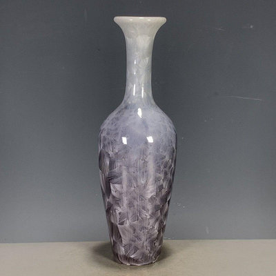 古董瓷器古玩雜項老貨 清代雍正年制窯變結晶釉柳葉瓶花瓶擺件