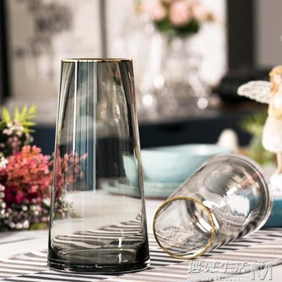 北歐T型簡約玻璃花瓶 客廳花器家居裝飾插花花瓶擺設shk促銷