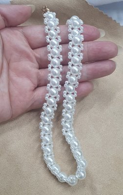 珍珠造型項鍊 大小珍珠編織項鍊 頸鍊 服飾造型搭配項鍊 高貴超美