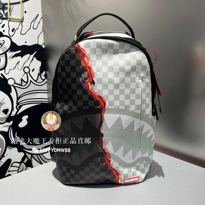 【現貨】SprayGround專柜正品 雙肩包W1045715拼接黑白SG鯊魚嘴男女背包潮