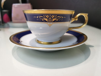 日本 narumi鳴海骨瓷咖啡杯  金邊浮雕 奢華歐式咖啡杯