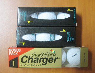 【堆堆樂】╭ ☆自有收藏++美國Arnold Palmer CHARGER雨傘牌 高爾夫球 一盒4入