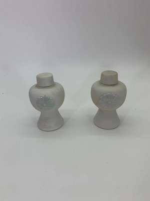 日本回流白瓷花瓶擺件茶葉罐菊標茶棗