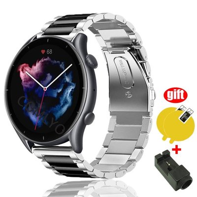 XIAOMI 適用於小米 amazfit gtr3 gtr 3 pro 2021 的智能手錶屏幕保護膜的可調豪華金屬錶帶 七佳錶帶配件599免運