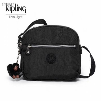 【熱賣精選】 Kipling 黑色 KI4750 猴子包 雙拉鍊多夾層輕量斜背包 側背 肩背 旅遊 防水 隨身包 限