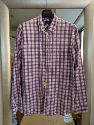 PAUL SMITH JEANS 9成新真品摩洛哥製紫色格紋襯衫---2折出清