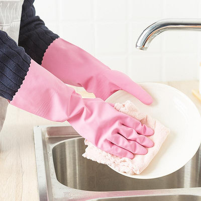 日本進口家務洗碗手套薄款塑膠橡膠皮耐用廚房防水刷碗洗衣服手套