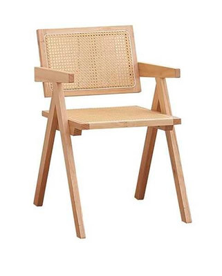 萊夫家居】JF-470-8：藤編實木餐椅【台中家具】設計款餐椅 洽談椅 實木椅 藤椅 書桌椅 扶手椅 PP+橡膠木