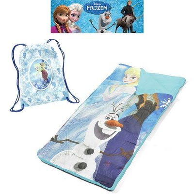 出口美國FROZEN冰雪奇緣艾莎與安娜公主藍色睡袋+收納袋組(3歲以上適用)官網同步現貨供應…
