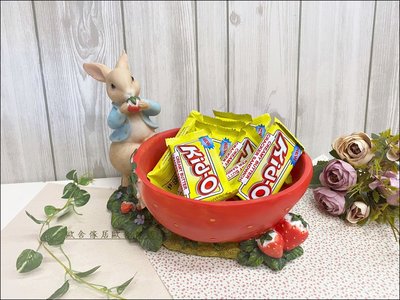【歐舍傢居】經典比得兔系列--波麗製紅色草莓兔子果盤 小 糖果盤置物盒糖果盒名片座鑰匙花盆燭台居家佈置送禮婚禮布置