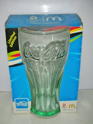 aaS1.(企業寶寶玩偶娃娃)全新未拆封2008年麥當勞發行北京奧運可口可樂(Coca Cola)紀念杯-游泳!