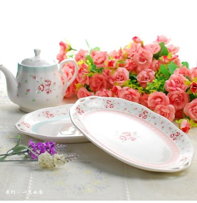 粉紅玫瑰精品屋~10寸蕾絲玫瑰浮雕骨瓷餐盤甜心蛋糕水果盤~