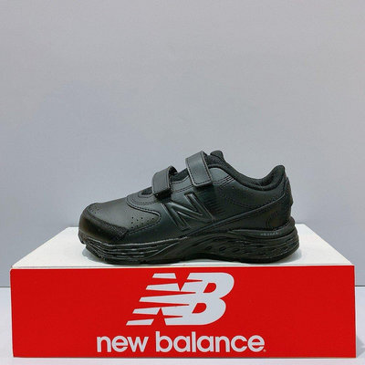 New Balance 中童 黑色 皮革 寬楦 魔鬼氈 輕量 運動 休閒鞋 YU680BB