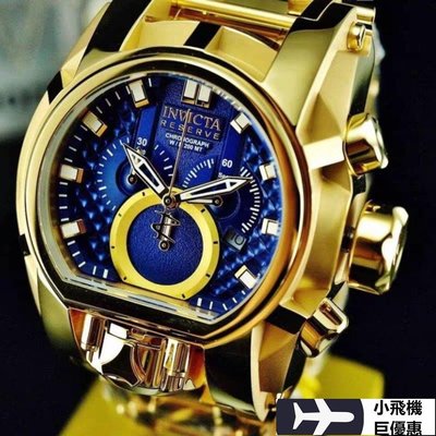【熱賣精選】  Invicta /因維克塔大錶盤男雙機芯兩地時間精鋼系列精鋼手錶明星同款