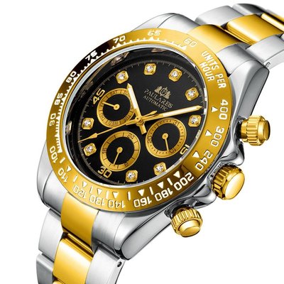 熱銷 手錶腕錶PAULAREIS全自動機械多功能夜光鉆面鋼帶男錶 AUTOMATIC WATCH