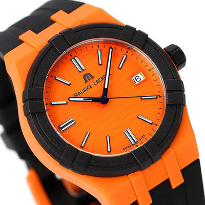 MAURICE LACROIX AI2008-50050-300-0 艾美錶 石英錶 40mm AIKON 橘色面盤 橡膠錶帶