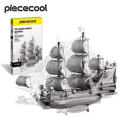 Piececool 3D 金屬拼圖, 海盜船積木DIY船模型套件
