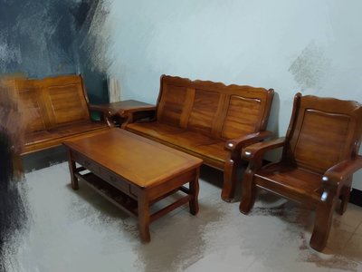 《鑫進行》全新台灣製 楠檜木 客廳椅子組 木頭椅組 木沙發椅 泡茶桌椅 實木桌椅 1+2+3+大茶几+小茶几