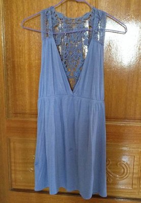 Pazzo藍紫露背洋裝/上衣S號(台灣製)**參與買二送一活動