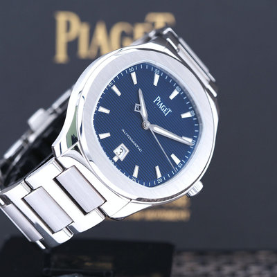 PIAGET 伯爵 Polo 藍面 G0A41002 自動上鏈 P字鏤空秒針 42mm 機械腕錶 鏈帶款
