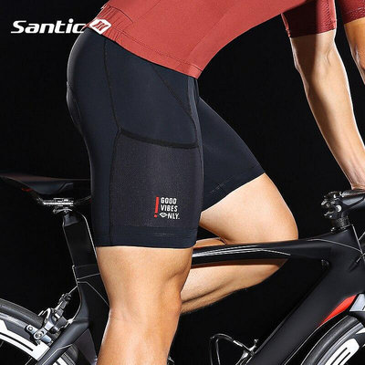 Powerband Santic 男女通用自行車短褲 20D 墊, 帶 2 個口袋夏季自行車緊身褲自行車山地車公路自行車
