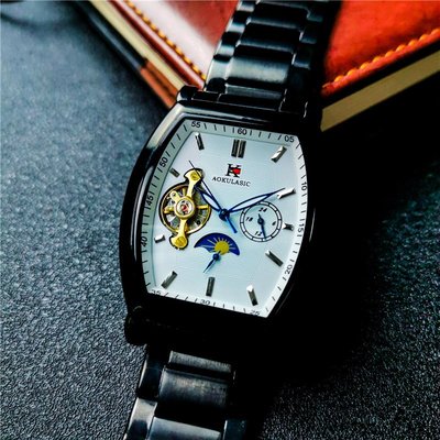 【潮裡潮氣】奧古拉斯AOKULASIC手錶男士大錶盤全自動機械錶夜光防水精鋼鏤空陀飛輪男錶 5002-9