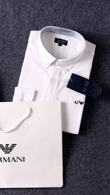 ARMANI  JEANS 3D裁剪秋季首選男士襯衫梭織紗機能美學襯衫   白色