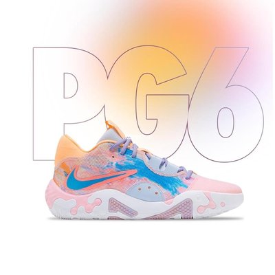 Nike PG 6 Painted Swoosh 粉藍 潮流 實戰 籃球鞋 男款 DO9823-100