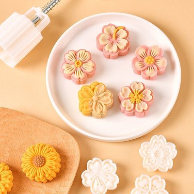 【限時特惠】新款中秋節手壓式做月餅模具家用壓花模型印具櫻花模具冰皮綠豆糕