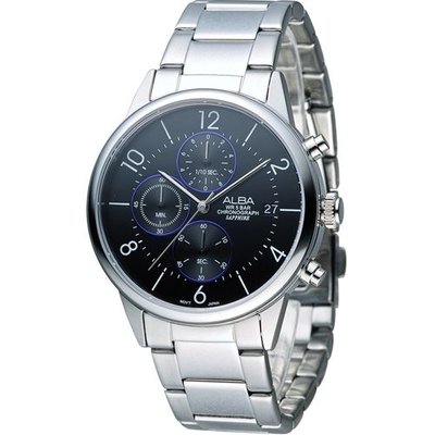 ALBA 雅柏 街頭酷流行系列時尚三眼計時腕錶 VD57-X079D AM3335X1