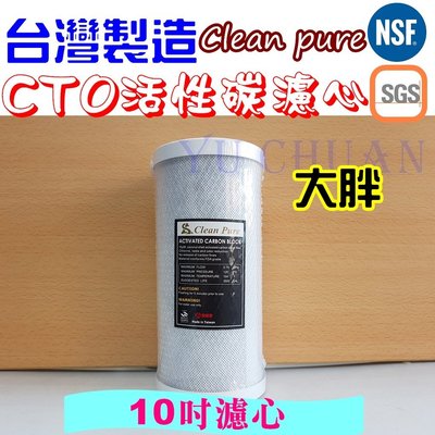 台灣製造 SGS認證 Clean Pure 10英吋大胖 CTO 活性碳濾心 全戶過濾 水塔過濾 餐飲業 商業用