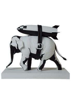 BEETLE MEDICOM SYNC 2G EXCLUSIVE BANKSY 藝術家 班克斯 黑白 大象 炸彈