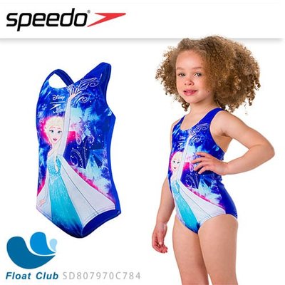 SPEEDO 女童 休閒連身泳裝 冰雪奇緣 粉藍 SD807970C784