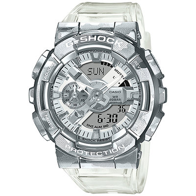 CASIO 卡西歐 G-SHOCK 冰酷迷彩金屬雙顯手錶(GM-110SCM-1A)