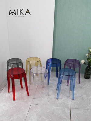 現貨 ：北歐時尚吧凳創意高腳凳亞克力塑料透明椅子代簡約吧臺凳小圓凳