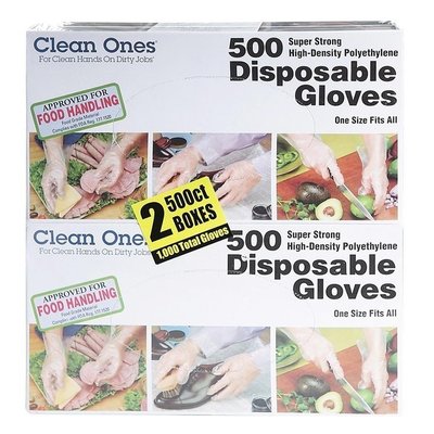 (漾霓)-代購~ Clean Ones 拋棄式塑膠手套 500入 X 2盒-36797 (代購商品 下標詢問現貨)