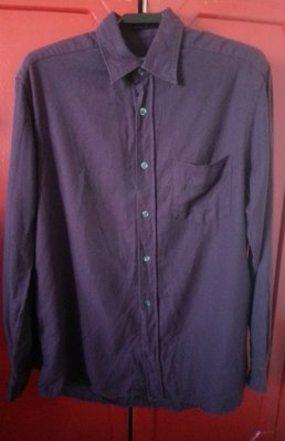 【BOSS】義大利製~深紫色休閒襯衫 L號
