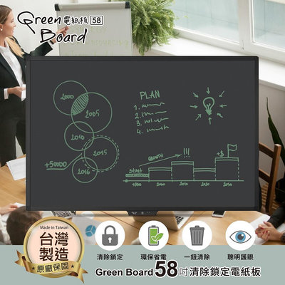 【Green Board】 58吋清除鎖定電紙板 液晶手寫板 商務會議 教學黑板 環保黑板
